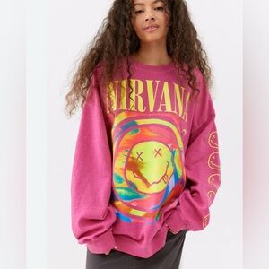 NWOT NIRVANA Smile Overdyed Oversized Sweatshirt